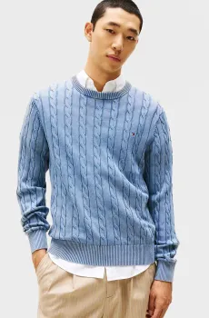 Мужской голубой джемпер CLASSIC CABLE Голубой XL Tommy Hilfiger MW0MW39524