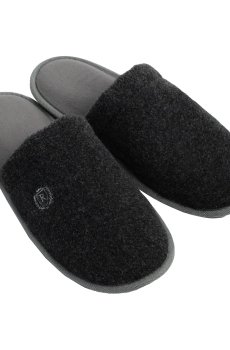 Мужские домашние тапочки Twins HS-OZ Lama войлочные, с вышивкой, серые, размер 44-45 (29 см)