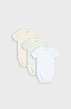 Бавовняне боді з квітковим візерунком 3 pack - блакитний