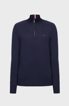 Мужская темно-синяя шерстяная кофта MULTI HTR MERINO ZIP MOCK Синий M Tommy Hilfiger MW0MW33098