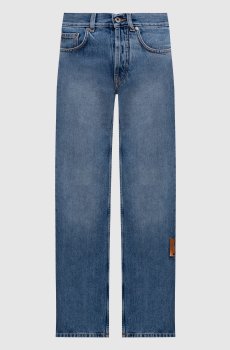 Синие джинсы с эффектом потертости