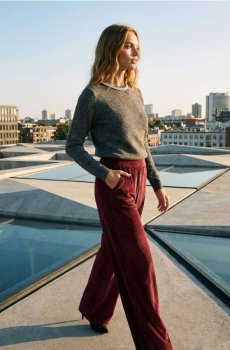 Штани wide leg - бордовий