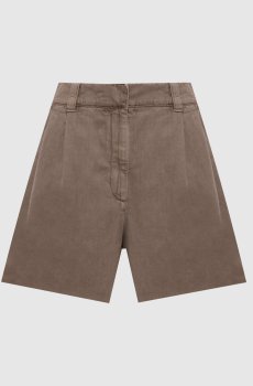 Коричневые джинсовые шорты с льном
