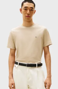 Мужская бежевая футболка LIGHT INTERLOCK TEE Бежевый L Tommy Hilfiger MW0MW37508