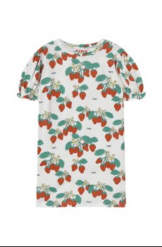 Хлопковое детское платье Tinycottons STRAWBERRIES PUFF SLEEVE DRESS
