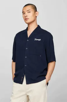 Мужская темно-синяя рубашка TJM RLX GRAPHIC RESORT Синий S Tommy Jeans DM0DM18945