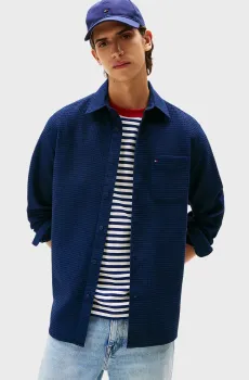 Мужская темно-синяя рубашка WAFFLE Синий XL Tommy Hilfiger MW0MW40535