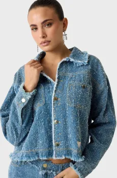 Женская голубая твидовая рубашка Голубой M Guess W6RN67.D6871;TKTW