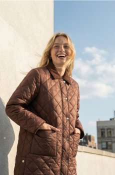 Стьобане пальто - золотисто-коричневий