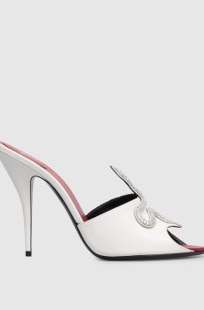 Белые кожаные мюли Coeur Vipère