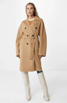Женское бежевое шерстяное пальто Бежевый L Mexx FA1122036W