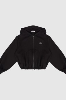 Детская черная спортивная куртка с вышивкой монограммы