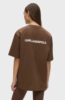 Женская коричневая футболка essential contrast Коричневый S Karl Lagerfeld B3W44018