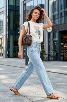 Футболка з принтом - кремовий