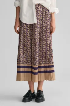 Женская бежевая плиссированная юбка с узором MONOGRAM PRINT PLEATED SKIRT Бежевый 34 Gant 4400136