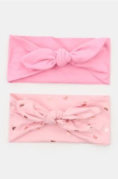 Бавовняні повязки для волосся з декоративним бантом 2 pack - пастельний рожевий