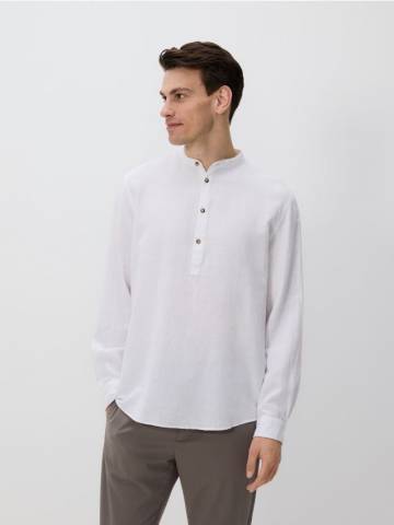 Reserved - Сорочка regular fit із додаванням льону - білий - 053DO-00X Reserved - Сорочка regular fit із додаванням льону - білий - 053DO-00X