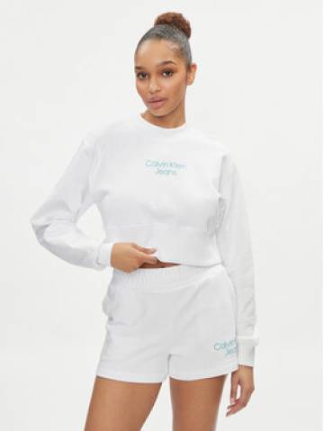 Calvin Klein Jeans Світшот Stacked Institutional J20J221466 Білий Regular Fit Calvin Klein Jeans Світшот Stacked Institutional J20J221466 Білий Regular Fit
