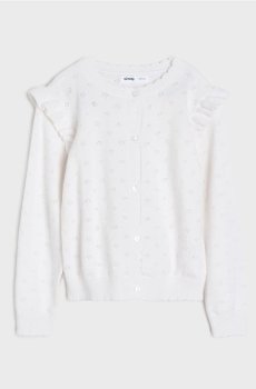 Ажурна кофта з декоративними воланами - білий