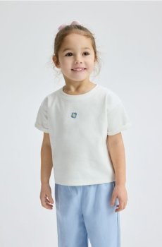 Reserved - Вільна футболка з вишивкою - кремовий - 693HU-01X