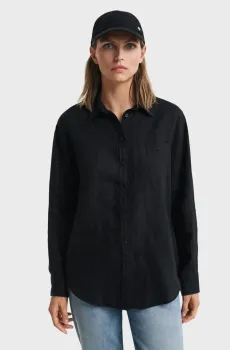 Женская черная льняная рубашка REL LINEN SHIRT Черный 36 Gant 4300479