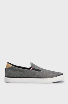 Мужские серые льняные слипоны TH HI VULC LOW SLIPON CHAMBRAY Серый 40 Tommy Hilfiger FM0FM04947