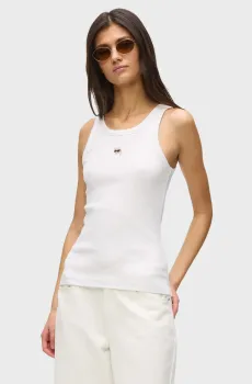 Женская белая майка IKON RIBBED Белый S Karl Lagerfeld B2W17099