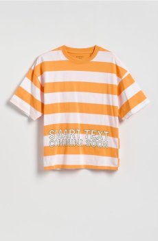 Reserved - Бавовняна футболка у смужку - помаранчевий - 023IT-22X
