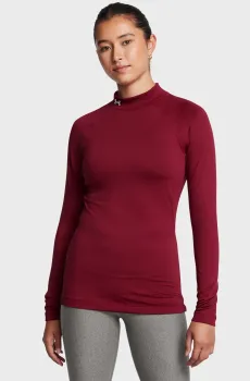 Женский бордовый лонгслив UA CG Authentics Mockneck-BLK Бордовый XS Under Armour 1368702-626