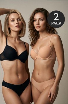 Ріблені бюстгальтери push-up 2 упаковки - різнобарвний