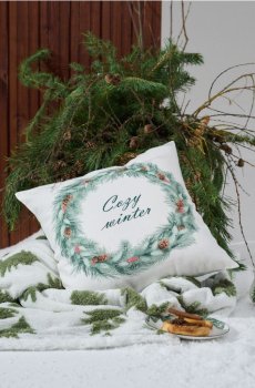Наволочка з різдвяним мотивом - кремовий