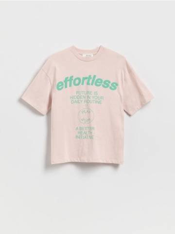 Reserved - Бавовняна футболка з принтом - бежевий - 960EG-08X