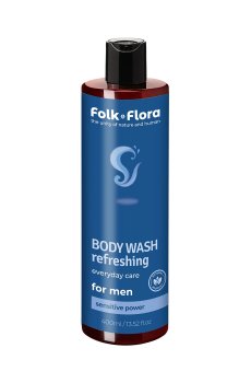 Мужской гель для душа Folk & Flora Refreshing Body Wash Sensitive Power, 400 мл