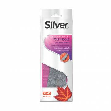 Стельки для обуви Silver Felt Insole с войлоком, универсальные, осень-зима, размер 33-45 Стельки для обуви Silver Felt Insole с войлоком, универсальные, осень-зима, размер 33-45