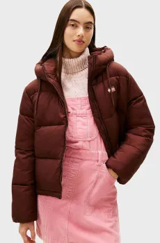 Женская коричневая куртка HOODED PUFFER Коричневый M Tommy Jeans DW0DW21625