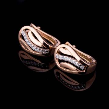 Серьги из золота с фианитами с01804 Серьги из золота с фианитами с01804