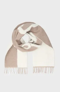 Женский бежевый шерстяной шарф K SIGNATURE WOVEN SCARF Бежевый ONESIZE Karl Lagerfeld 246W3308