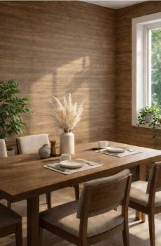 Самоклеюча шпалера з візерунком, що імітує дерево - коричневий