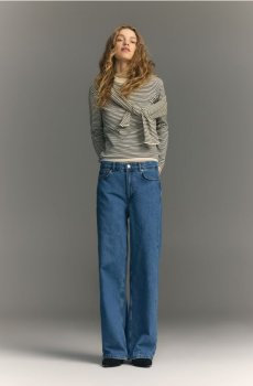 Reserved - Смугастий бавовняний лонгслів - темно-синій - 755GL-59X