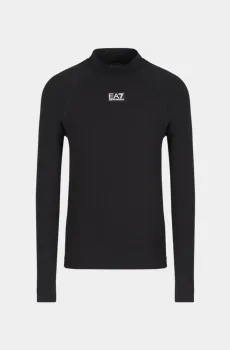 Мужской черный лонгслив Черный S EA7 6948