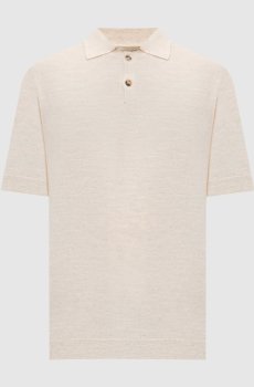 Бежевое поло с леном
