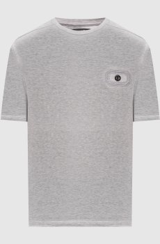 Серая меланжевая футболка с вышивкой логотипа