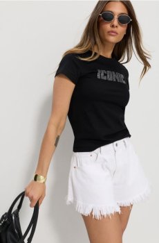 Джинсові бермуди high waist з рваним краєм - білий