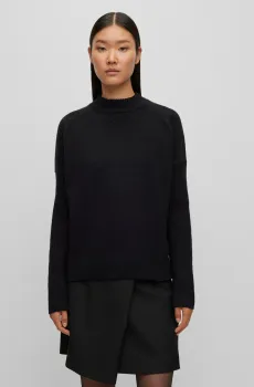 Женский черный шерстяной джемпер Черный L BOSS 50501575;001