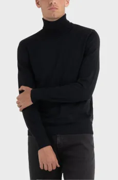 Мужской черный шерстяной гольф Черный XXL Replay UK8519.000.G21901