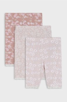 Бавовняні шорти-велосипедки з квітковим мотивом 3 pack - різнобарвний