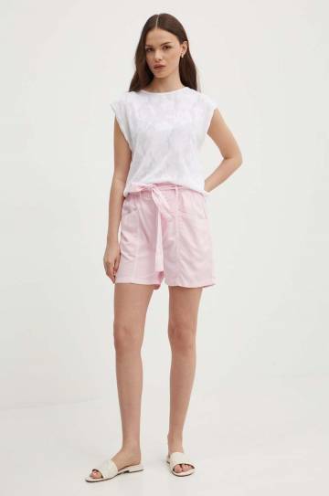 Шорты Pepe Jeans VALLE женские цвет розовый однотонные высокая посадка PL801097 Шорты Pepe Jeans VALLE женские цвет розовый однотонные высокая посадка PL801097