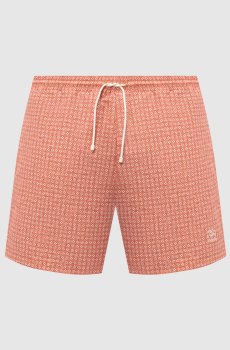 Оранжевые шорты для плавания в брендовый принт