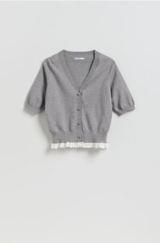 Reserved - Кардиган з декоративними гудзиками - середньо-сірий - 007JI-85M