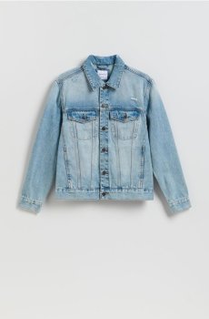 Reserved - Джинсова куртка з ефектом виварювання - синій - YQ324-05J